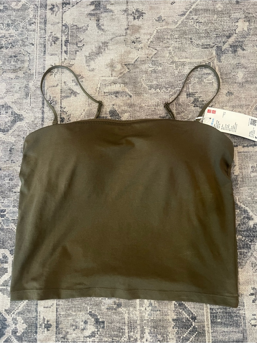 UNIQLO Olive Spaghetti Strap Cropped Tube Top
